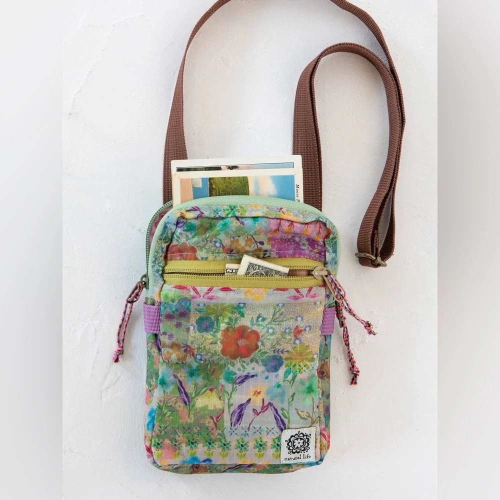 Natural Life 8-in-1 Pocket Crossbody - Taupe Watercolor Patchwork - Picture 1 of 6